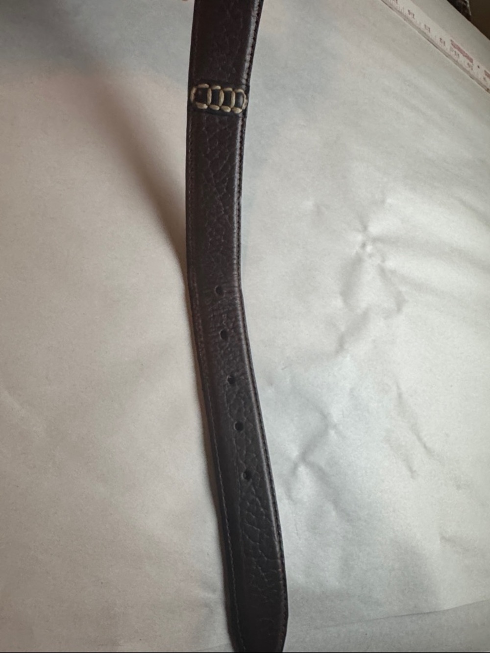 Trask Brown Leather Belt Mens 42 hidden money zipper silver tone buckle Western - Picture 7 of 12